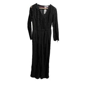 Boden Black Lace Long Sleeve V Neck Women's‎ Jumpsuit Size 4R NWT